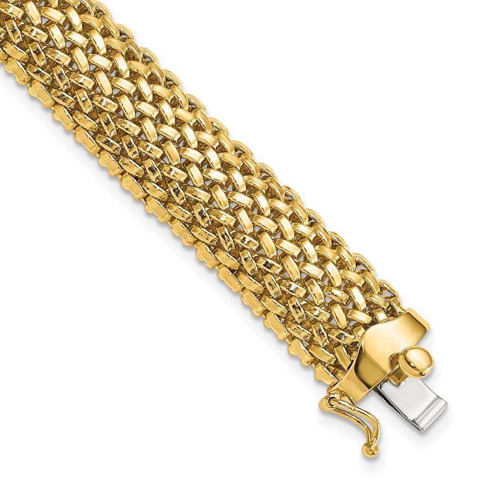 14k Polished 12.5mm Mesh 7.25 inch Bracelet, 7.25 x 12.5 mm
