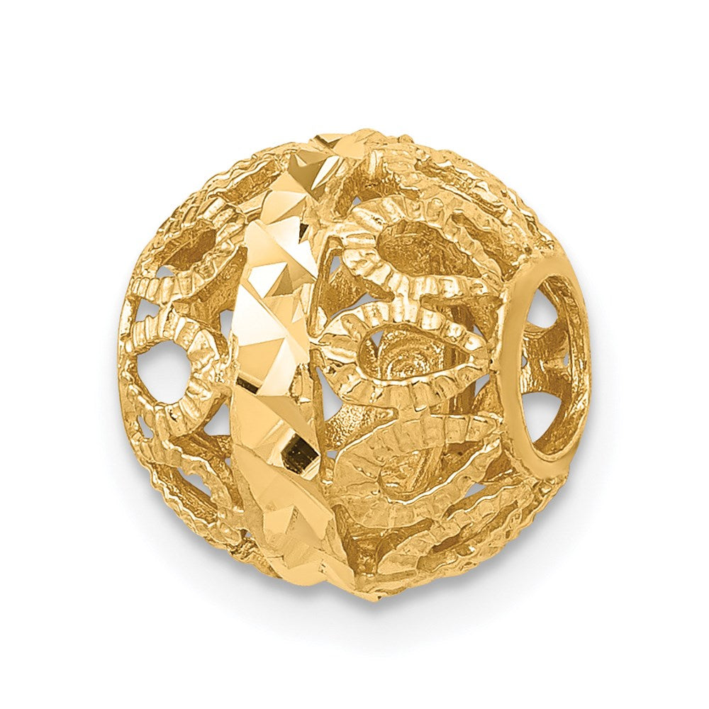 14k Diamond-cut Filigree Ball Chain Slide, 10 x 10 mm