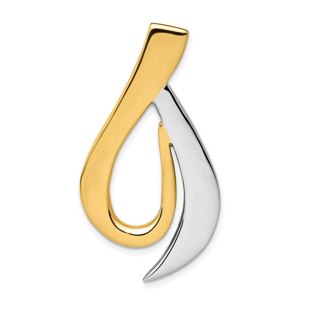 14k Two-tone Polished Slide Fits up to 6mm Regular/8mm Fancy or Reversible Omega, 40 x 20 mm