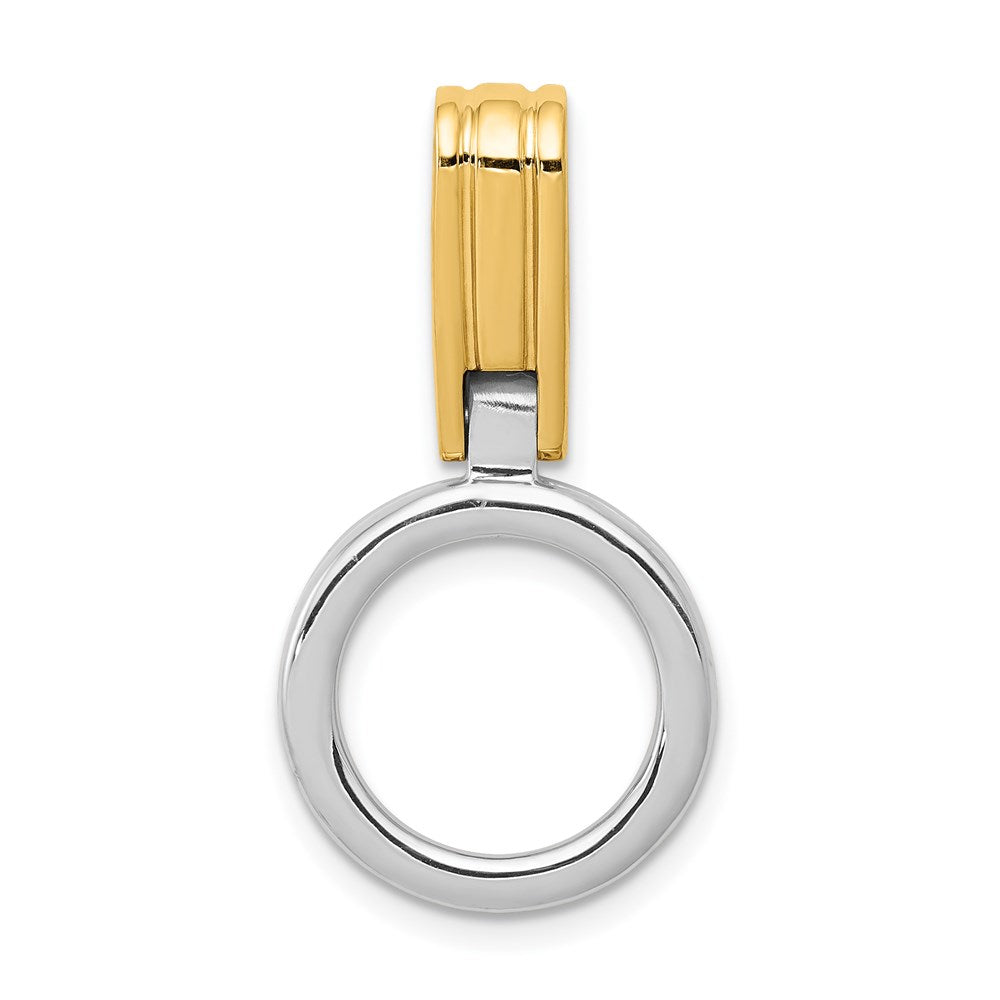 14k Two-tone Circle Slide Fits up to 3mm Regular/6mm Fancy or Reversible Omega, 30 x 15 mm