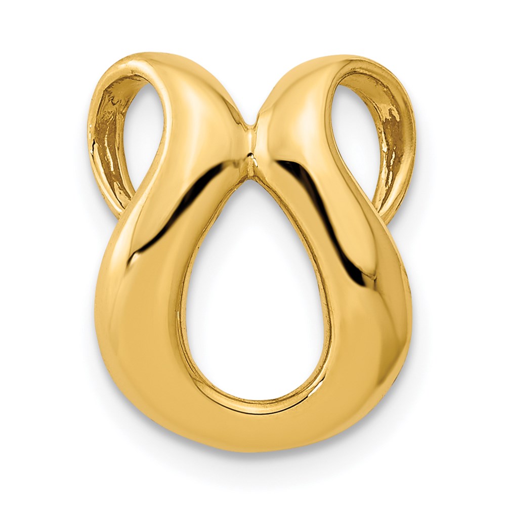 14k Polished Slide Fits up to 2mm Regular/4mm Fancy or Reversible Omega, 17 x 13 mm