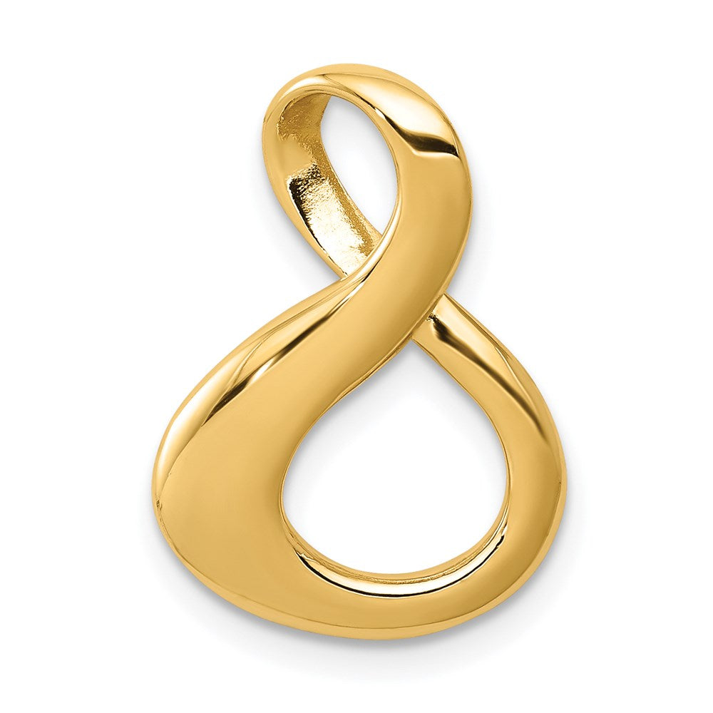 14k Polished Slide Fits up to 3mm Regular/6mm Fancy or Reversible Omega, 20 x 14 mm