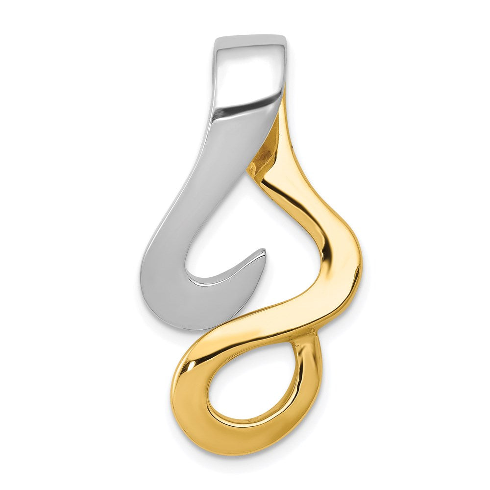 14k Two-Tone Slide Fits up to 10mm Regular/Fancy/Reversible Omega, 33 x 16 mm