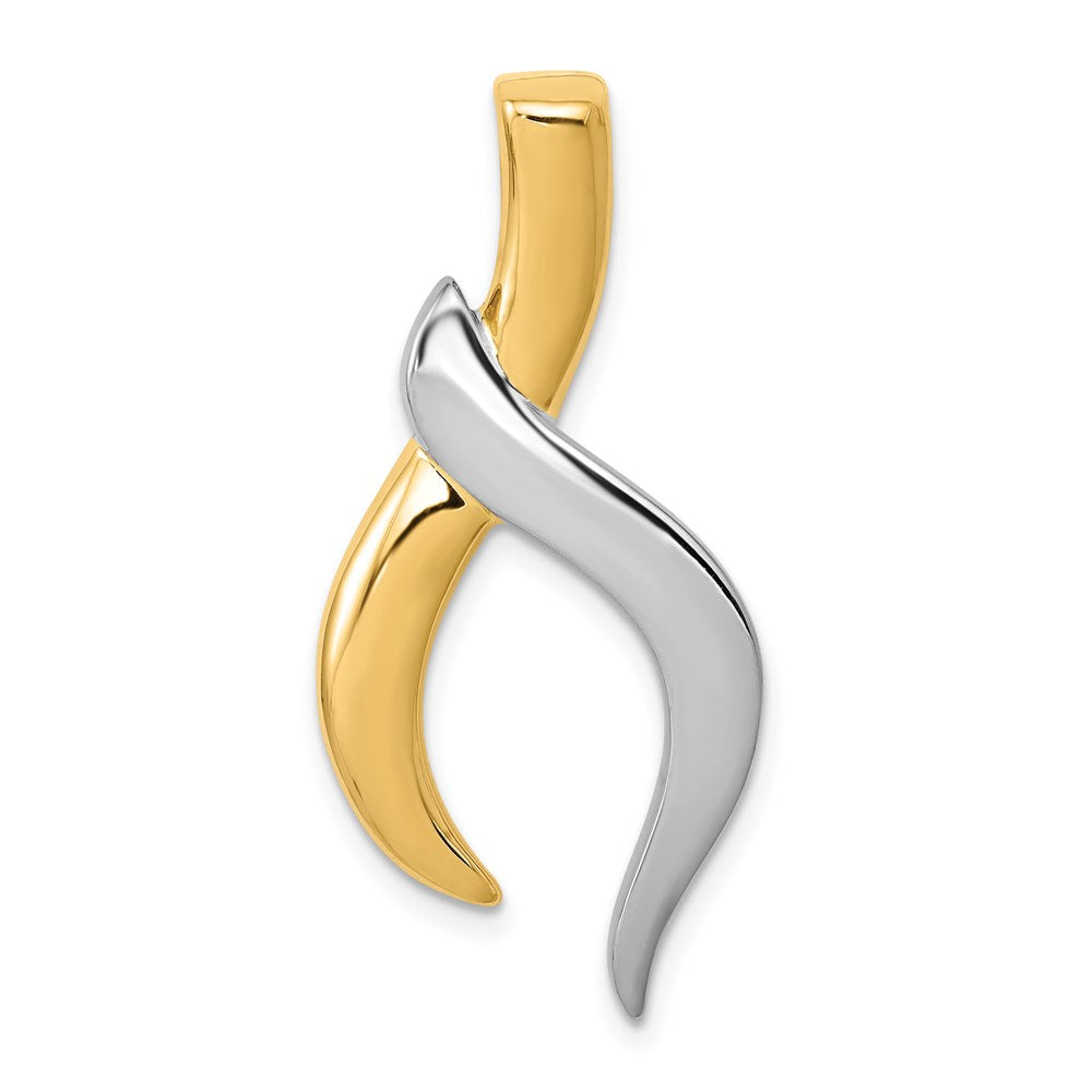 14k Two-Tone Slide Fits up to 6mm Regular/Fancy/Reversible Omega, 36 x 16 mm
