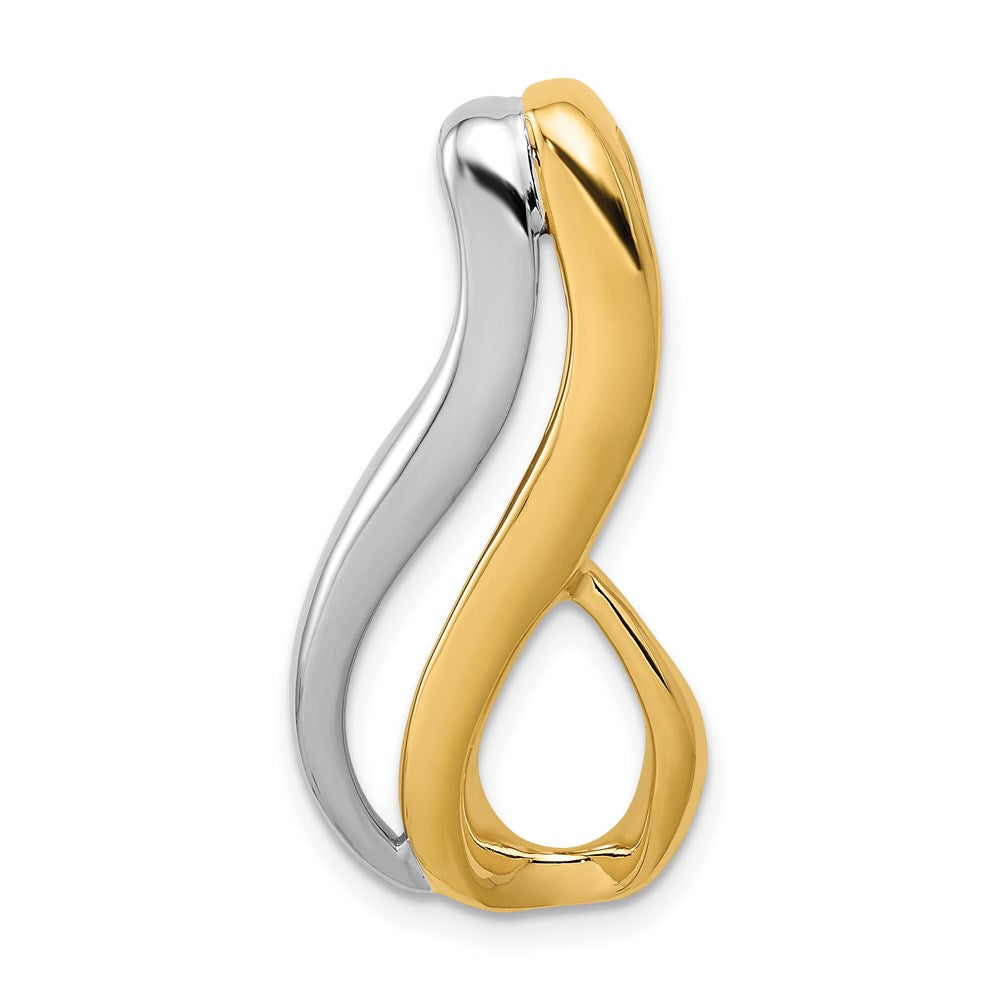14k Two-Tone Slide Fits up to 6mm Regular/Fancy/Reversible Omega, 30 x 14 mm