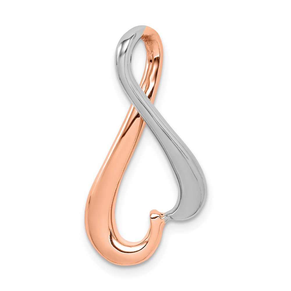 14K White and Rose Gold Slide Fits up to 4mm Regular/6mm Fancy or Reversible Omega, 29 x 14 mm
