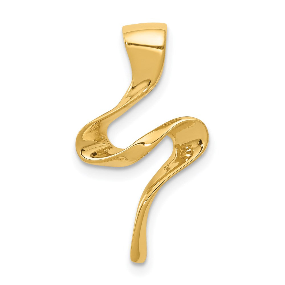 14k Polished Slide Fits up to 2mm Regular/4mm Fancy or Reversible Omega, 24 x 12 mm, 1.51 g