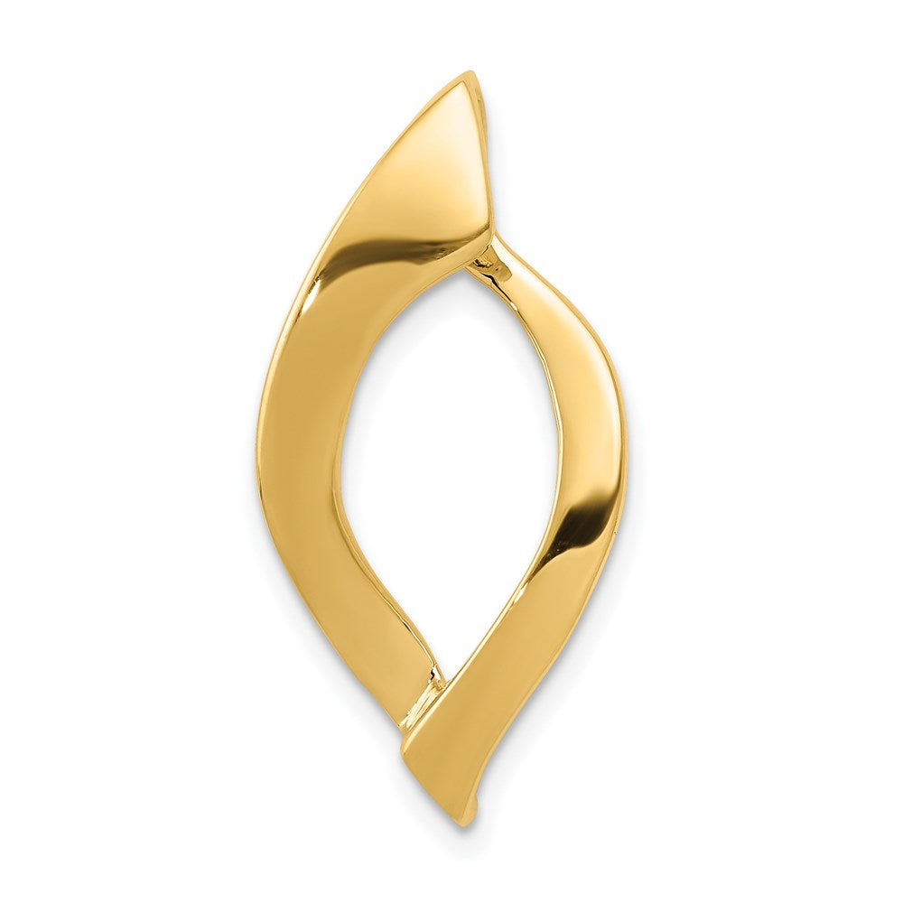 14k Polished Slide Fits up to 8mm Regular/10mm Fancy or Reversible Omega, 30 x 14 mm