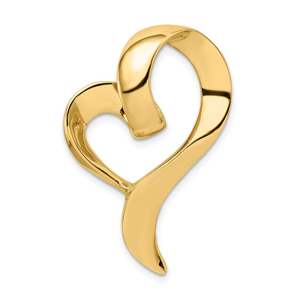 14k Polished Heart Slide Fits up to 8mm Regular/10mm Fancy or Reversible Omega, 35 x 22 mm