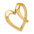 14k Polished Heart Slide Fits up to 4mm Regular/6mm Fancy or Reversible Omega, 25 x 20 mm