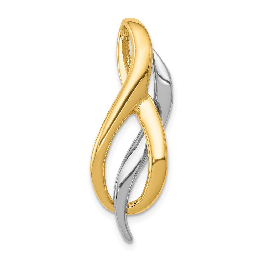 14K Two-Tone Slide Fits up to 4mm Regular/8mm Fancy or Reversible Omega, 35 x 11 mm