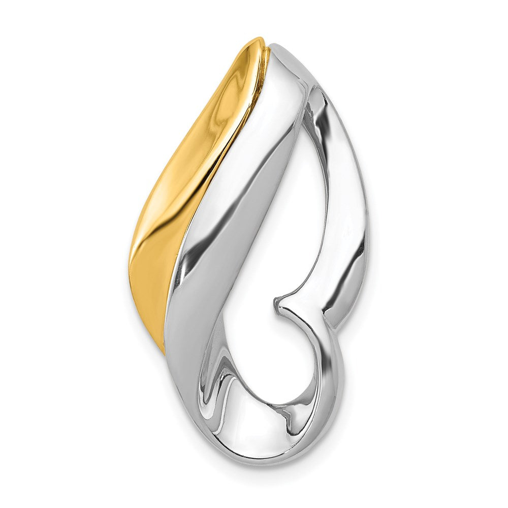 14k Two-tone Polished Slide Fits up to 6mm Regular/8mm Fancy or Reversible Omega, 29 x 16 mm