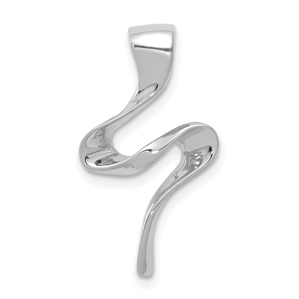 14k White Gold Polished Slide Fits up to 2mm Regular/4mm Fancy or Reversible Omega, 24 x 12 mm, 1.71 g