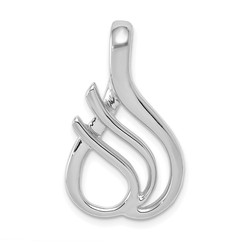 14k White Gold Polished Slide Fits up to 4mm Regular/6mm Fancy or Reversible Omega, 26 x 16 mm