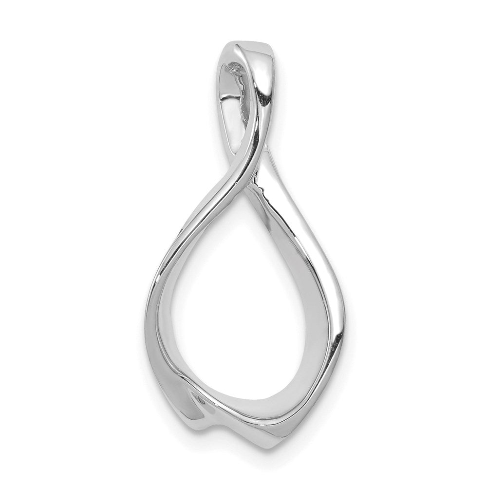 14k White Gold Polished Slide Fits up to 2mm Regular/4mm Fancy or Reversible Omega, 24 x 12 mm, 2.15 g
