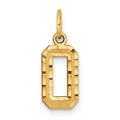 14k Small Brushed Diamond-cut Number 0 Charm, 15.27 x 7.35 mm
