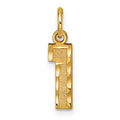 14k Small Brushed Diamond-cut Number 1 Charm, 15.42 x 4.96 mm