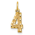 14k Small Brushed Diamond-cut Number 4 Charm, 14.39 x 7.99 mm