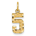 14k Small Brushed Diamond-cut Number 5 Charm, 15.15 x 7.65 mm
