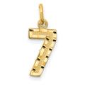 14k Small Brushed Diamond-cut Number 7 Charm, 15.38 x 7.65 mm