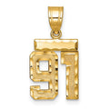 14k Small Brushed Diamond-cut Number 91 Charm