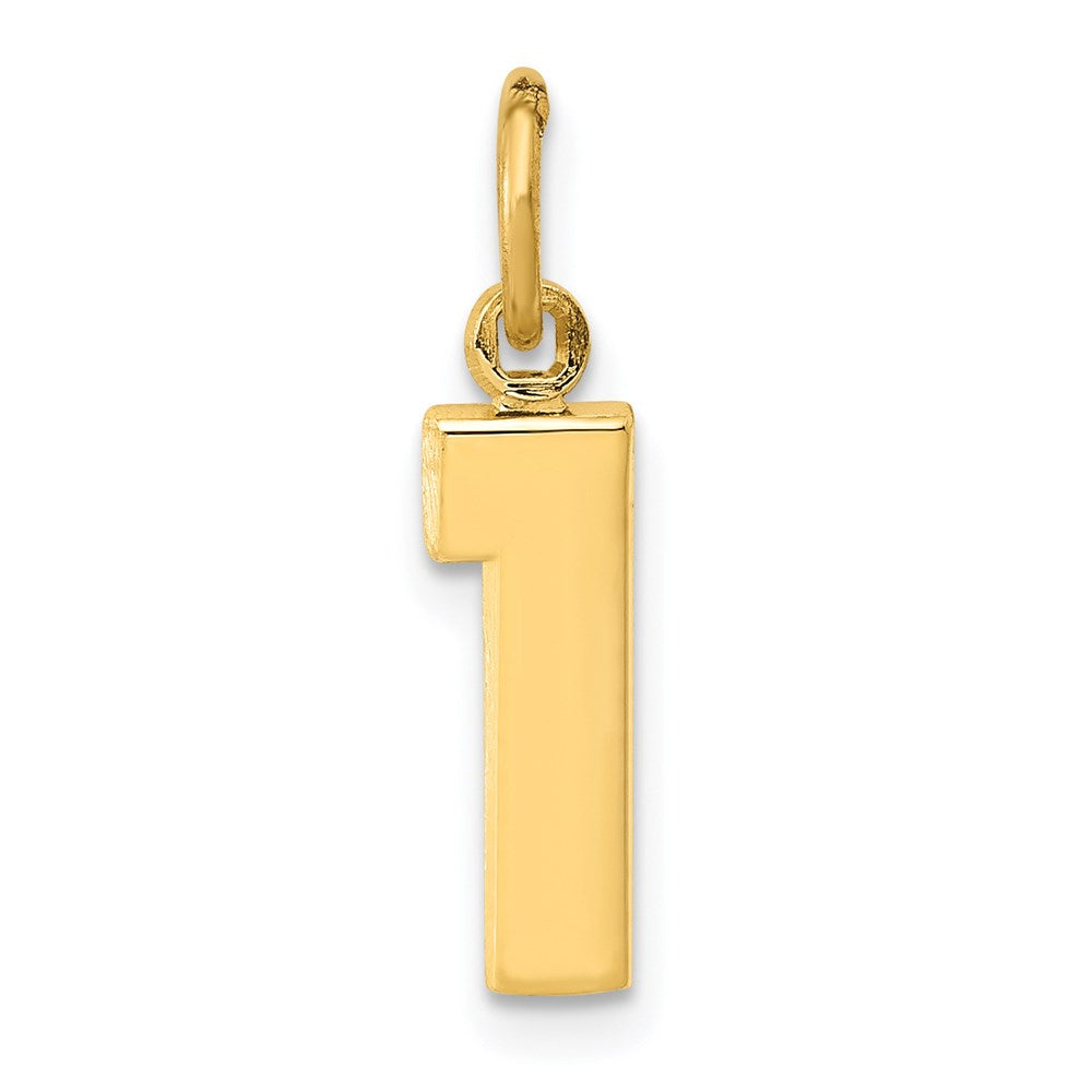 14k Small Polished Number 1 Charm, 15.67 x 4.72 mm