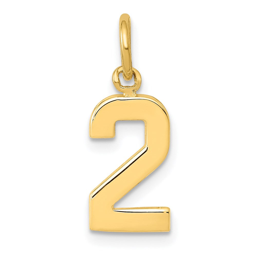 14k Small Polished Number 2 Charm, 15.08 x 7.78 mm