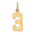 14k Small Polished Number 3 Charm, 15.26 x 7.33 mm