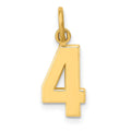 14k Small Polished Number 4 Charm, 14.89 x 7.79 mm
