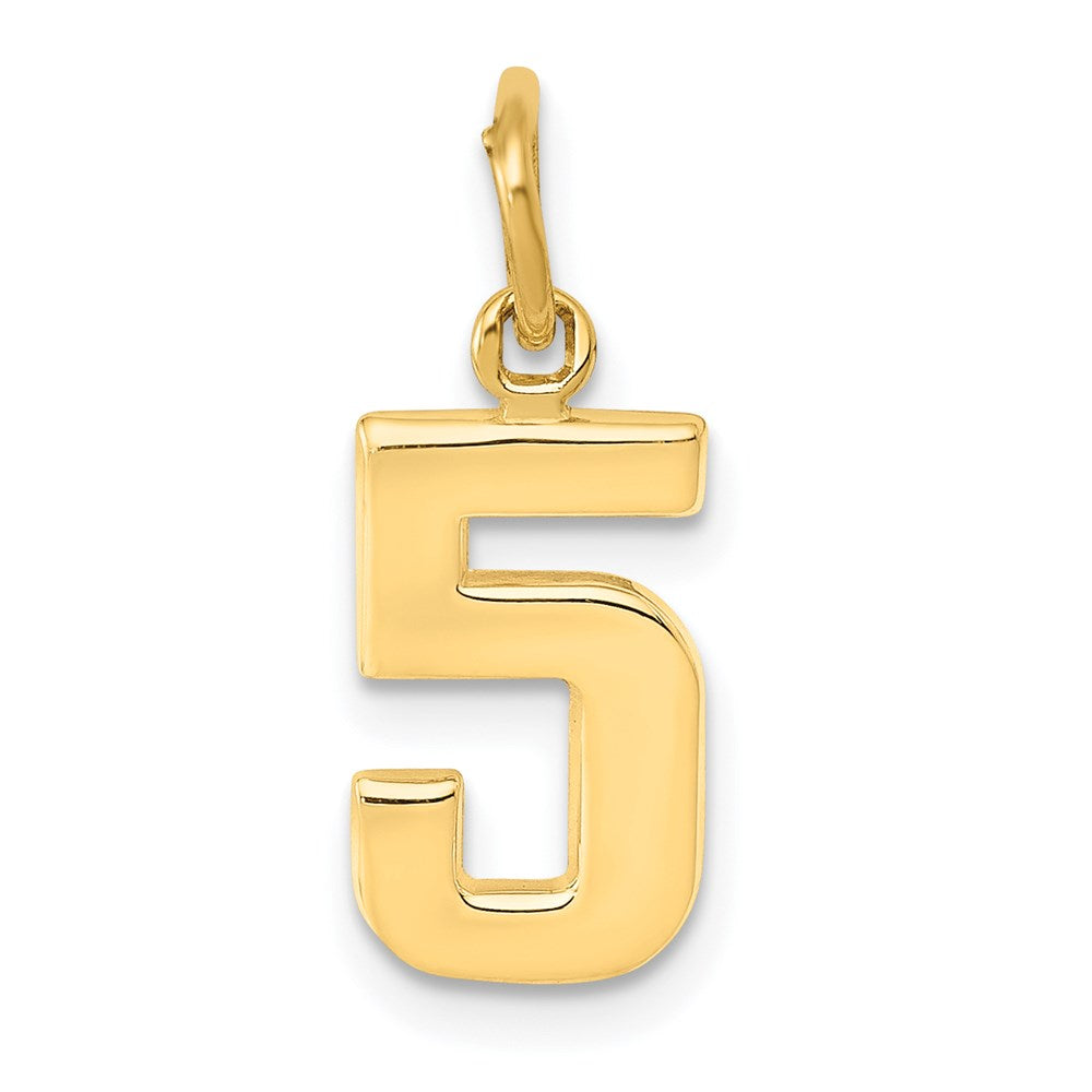 14k Small Polished Number 5 Charm, 14.74 x 7.77 mm