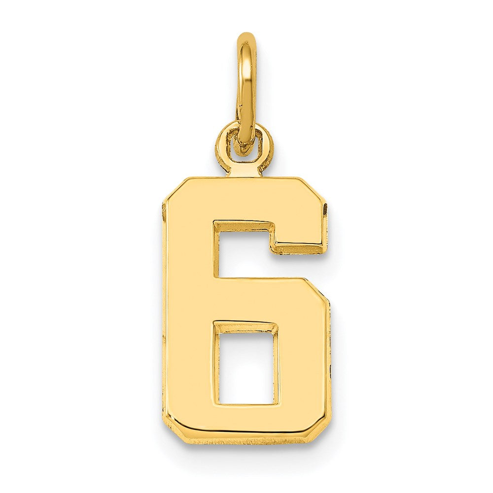 14k Small Polished Number 6 Charm, 14.57 x 8.06 mm