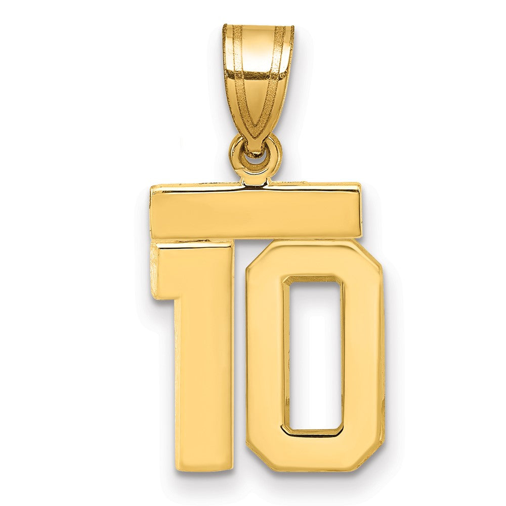 14k Small Polished Number 10 Charm, 1.46 g