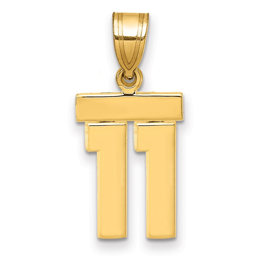 14k Small Polished Number 11 Charm, 1.27 g