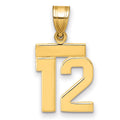 14k Small Polished Number 12 Charm, 1.39 g