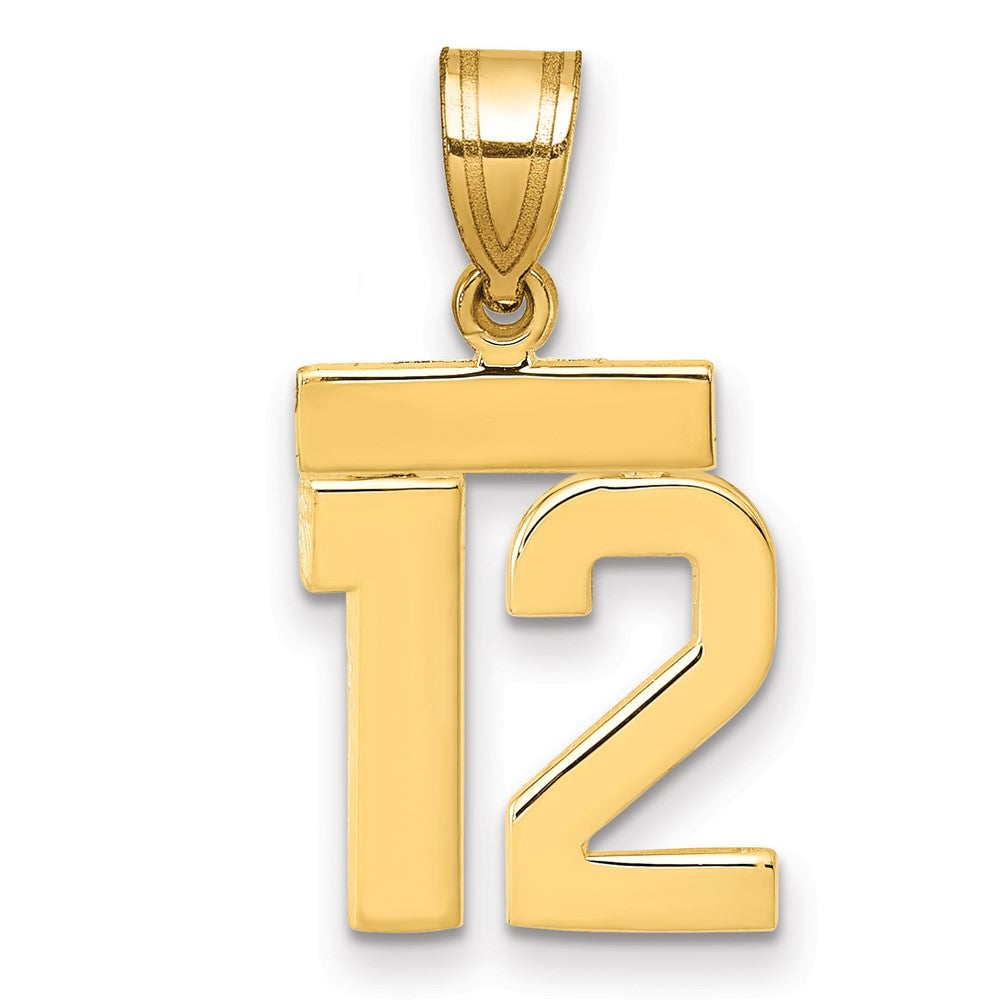 14k Small Polished Number 12 Charm, 1.39 g