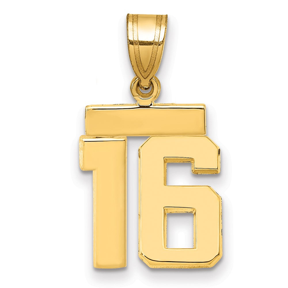 14k Small Polished Number 16 Charm, 1.57 g