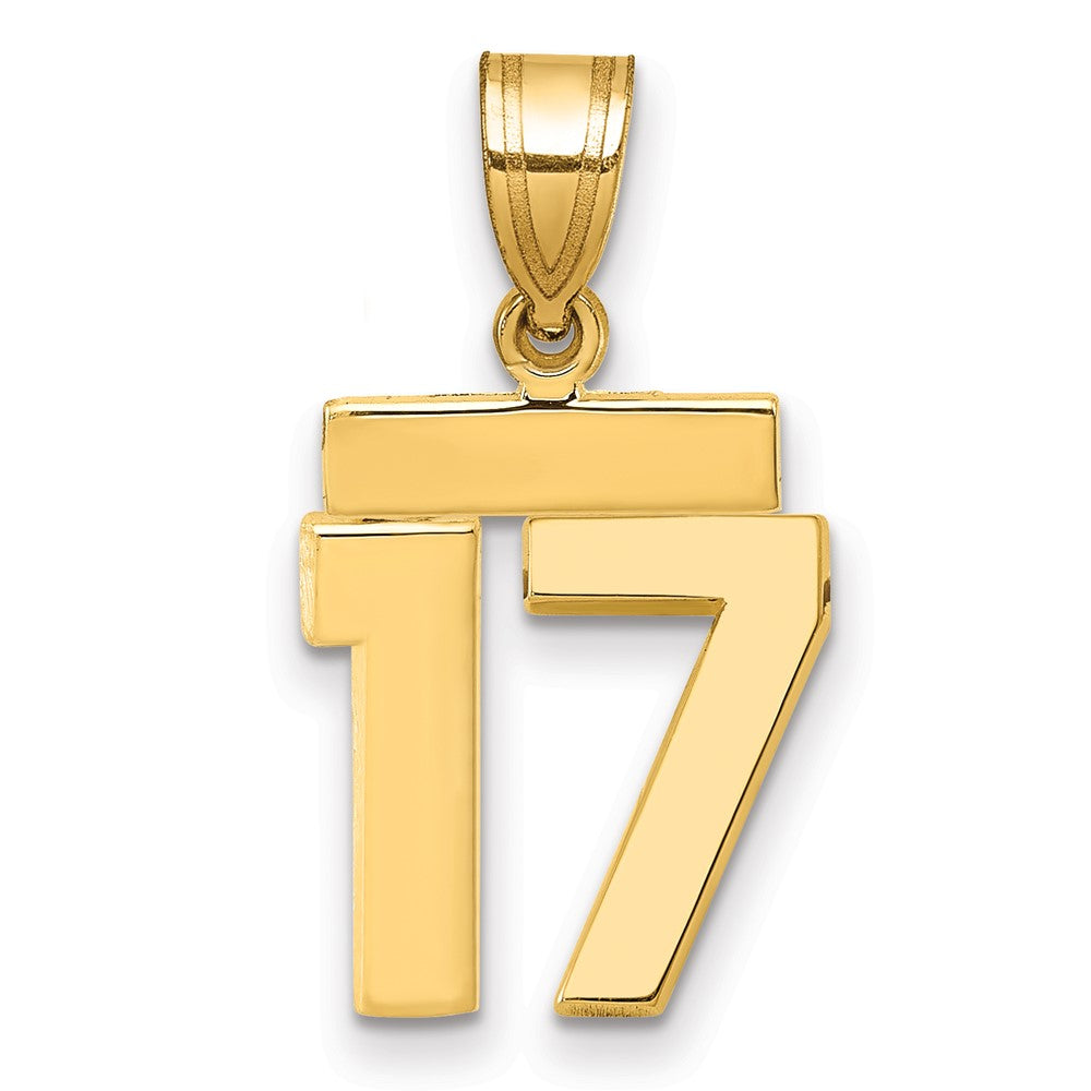 14k Small Polished Number 17 Charm, 1.32 g