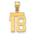 14k Small Polished Number 18 Charm, 1.54 g