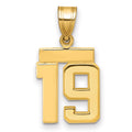 14k Small Polished Number 19 Charm, 1.57 g