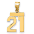 14k Small Polished Number 21 Charm, 1.39 g