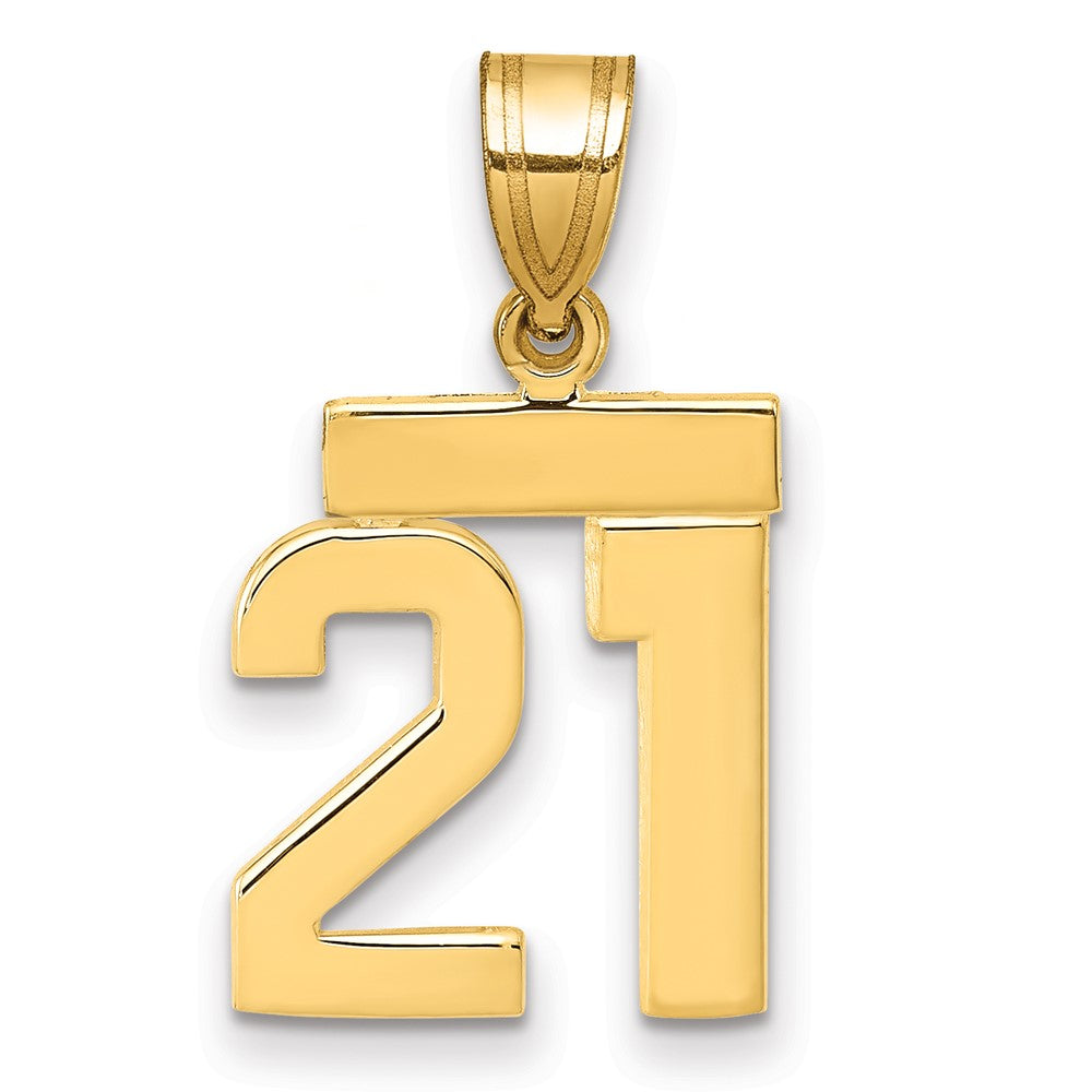 14k Small Polished Number 21 Charm, 1.39 g