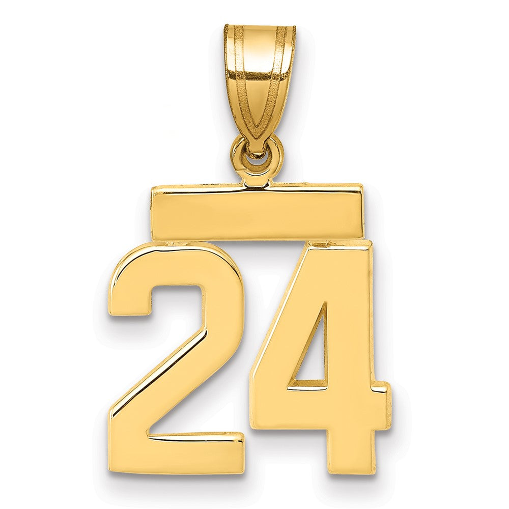 14k Small Polished Number 24 Charm, 1.54 g