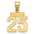 14k Small Polished Number 25 Charm, 1.61 g