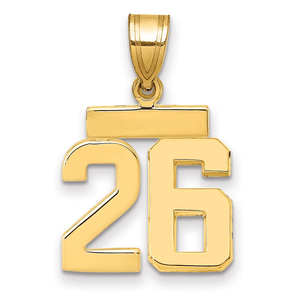 14k Small Polished Number 26 Charm, 1.68 g