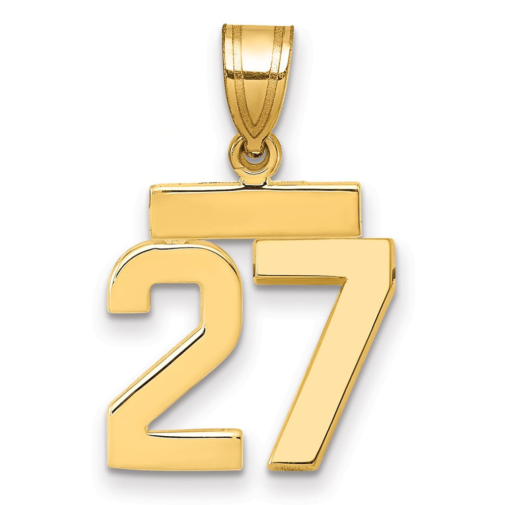14k Small Polished Number 27 Charm, 1.43 g