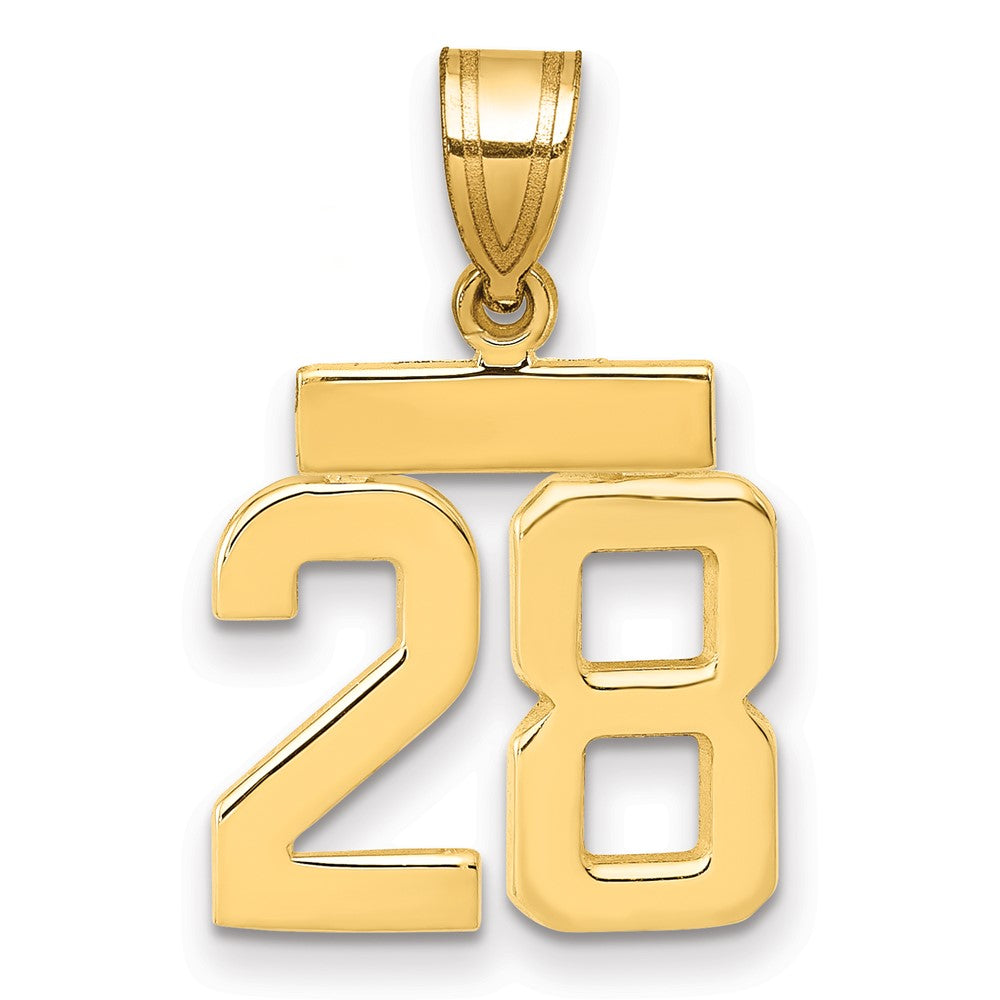 14k Small Polished Number 28 Charm, 1.65 g