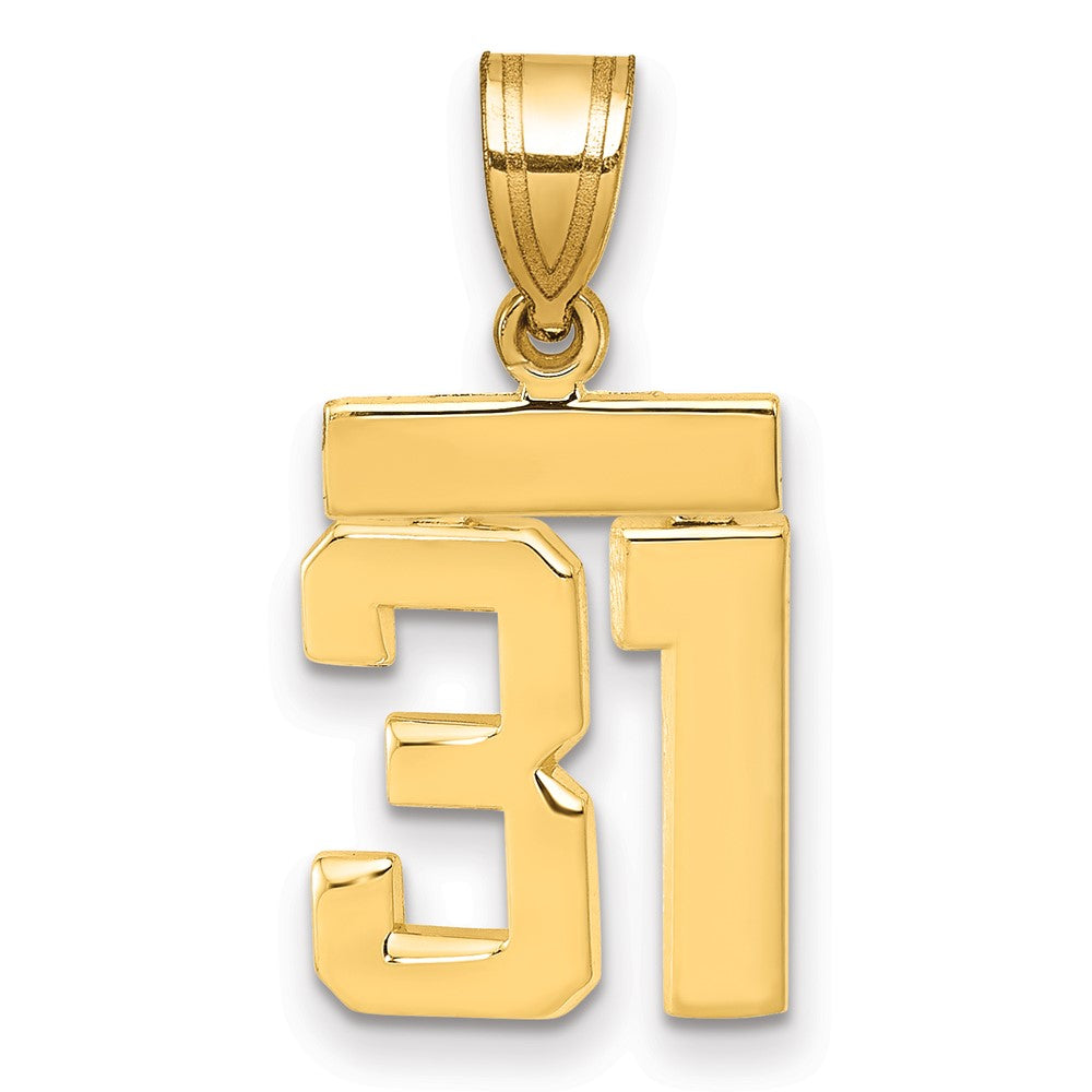 14k Small Polished Number 31 Charm, 1.44 g