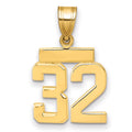 14k Small Polished Number 32 Charm, 1.57 g