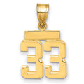14k Small Polished Number 33 Charm, 17.72 x 10.26 mm