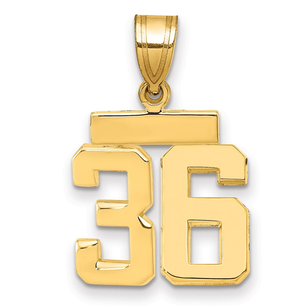 14k Small Polished Number 36 Charm, 1.74 g